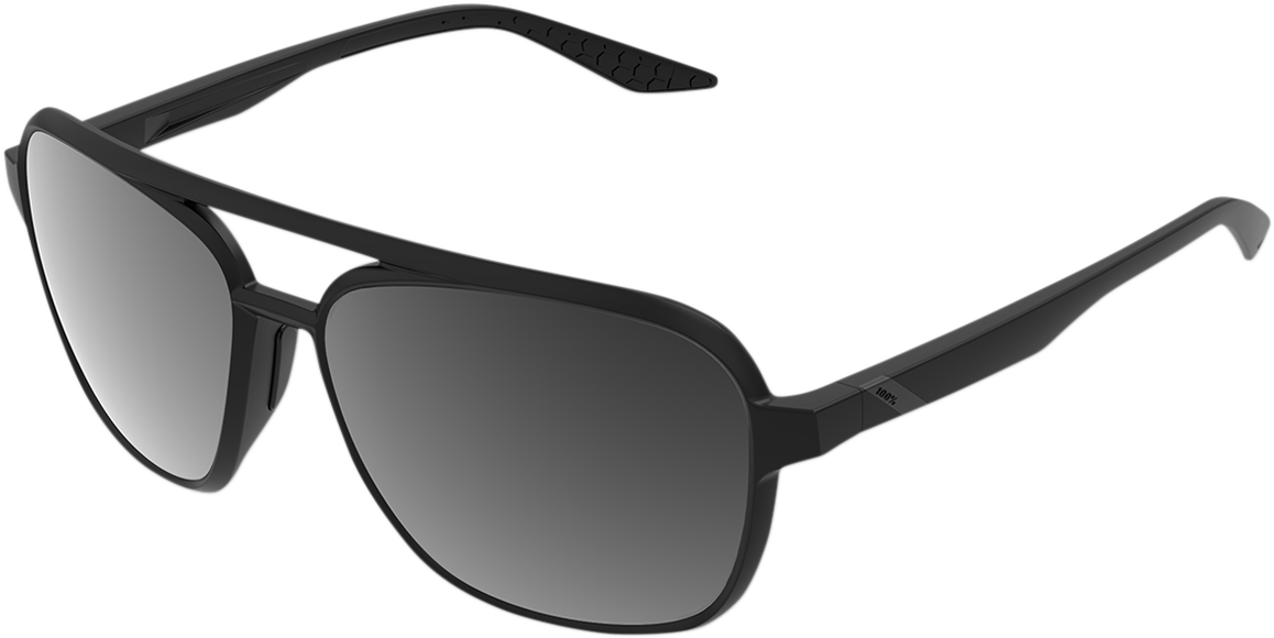 100% Kasia Aviator Sunglasses - Round - Matte Black - Black Mirror 61042-019-61