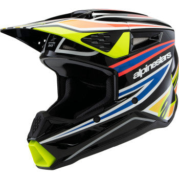 ALPINESTARS Youth SM3 Motorcycle Helmet - Wurx - Gloss Black/Yellow Fluo/Blue/Red Large 8302025-1574-YL