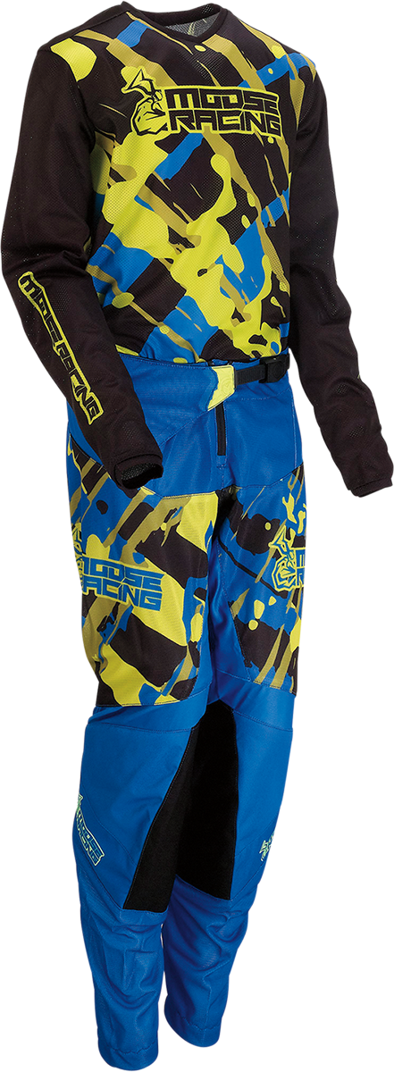 MOOSE RACING Youth Agroid Mesh Jersey - Black/Blue/Hi-Vis - Medium 2912-2166