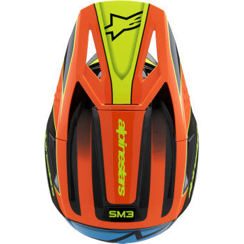 ALPINESTARS Youth SM3 Motorcycle Helmet - Fray - Gloss Black/Orange/Yellow Fluo- Large 8301625-1455-YL