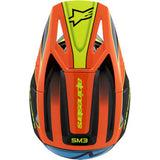 ALPINESTARS Youth SM3 Motorcycle Helmet - Fray - Gloss Black/Orange/Yellow Fluo- Small 8301625-1455-YS