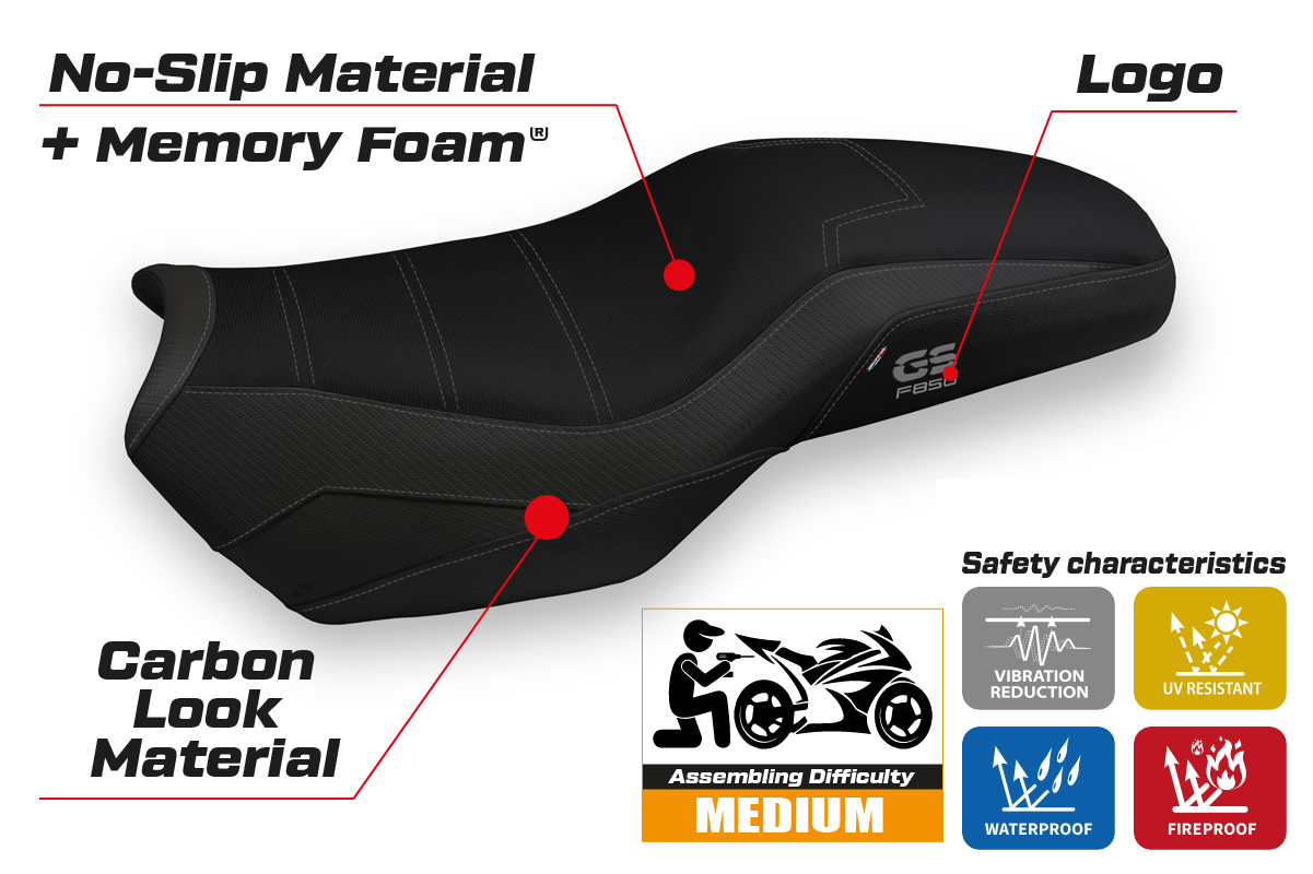 BMW F850GS Adventure 2019-2021 2022 2023 2024 Seat Cover Tappezzeria Comfort Black