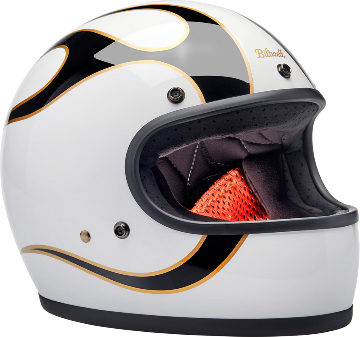 BILTWELL Gringo Motorcycle Helmet - Flames - White/Black - Medium 1002-561-503