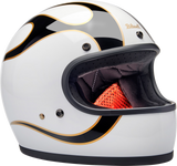 BILTWELL Gringo Motorcycle Helmet - Flames - White/Black - Medium 1002-561-503