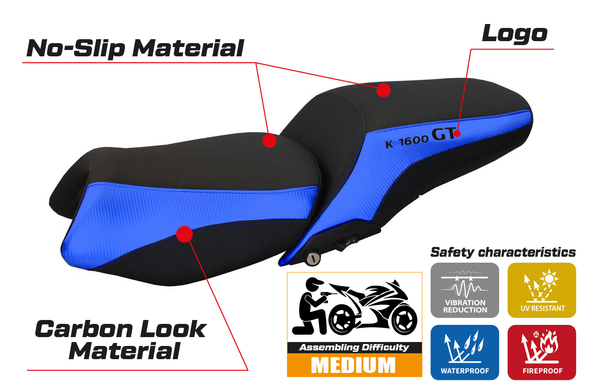 BMW K1600GT 2010-2017 2018 2019 2020 2021 2022 2023 Seat Cover Tappezzeria Blue