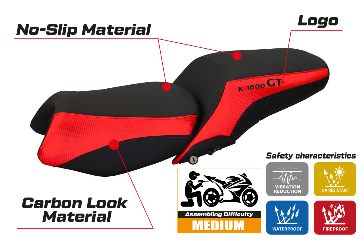 BMW K1600GT 2010-2017 2018 2019 2020 2021 2022 2023 Seat Cover Tappezzeria Red