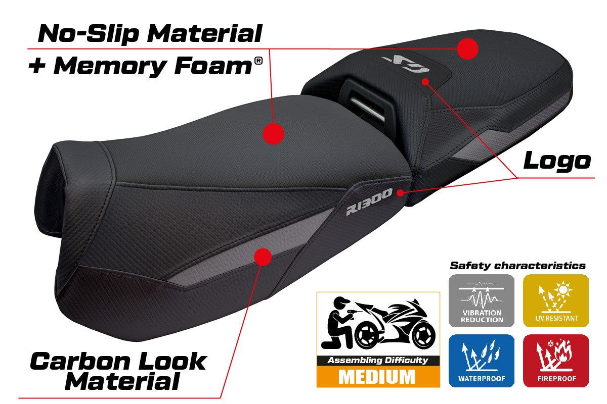 BMW R1300GS Adventure 2024-2025 Seat Cover Tappezzeria Comfort Grey black