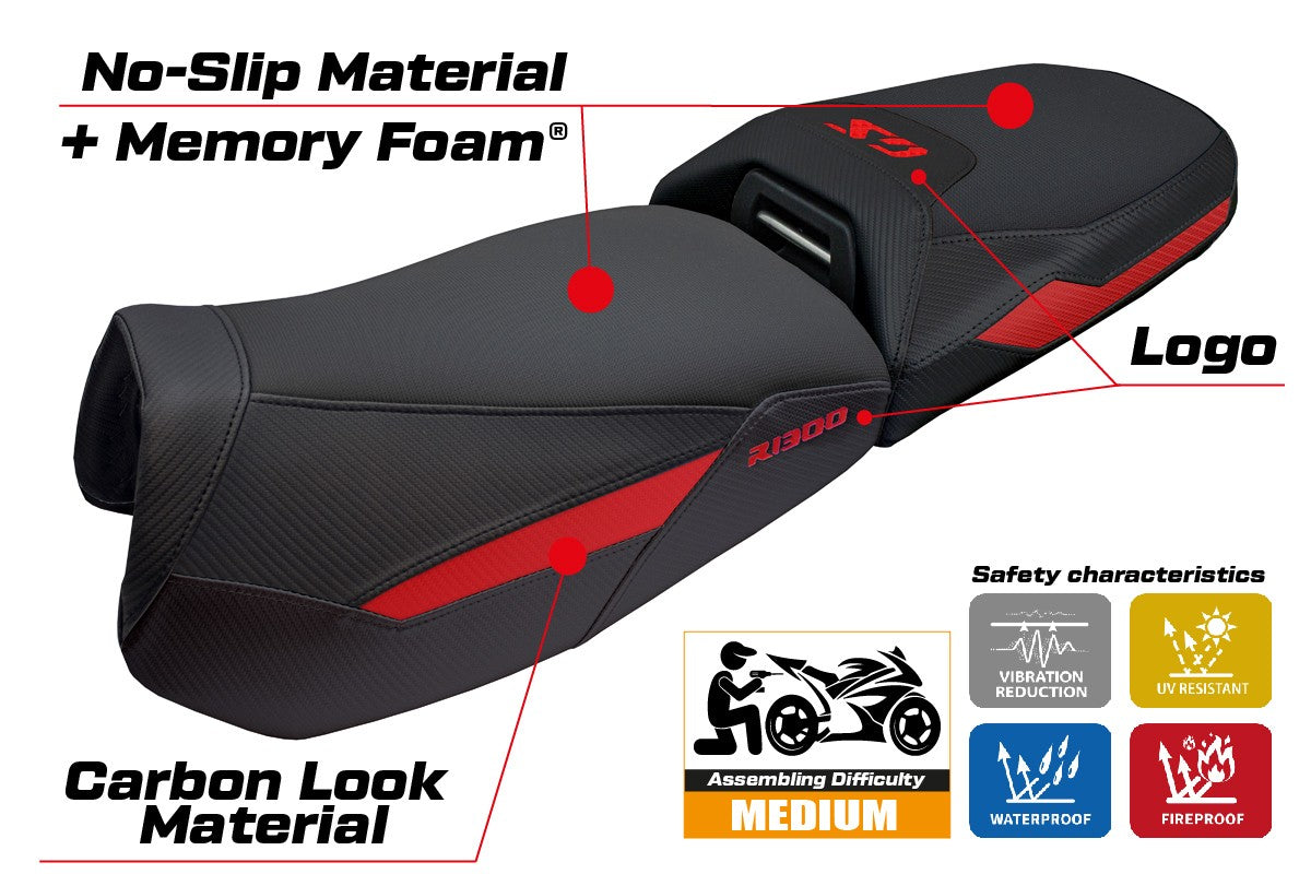 BMW R1300GS Adventure 2024-2025 Seat Cover Tappezzeria Comfort Red black