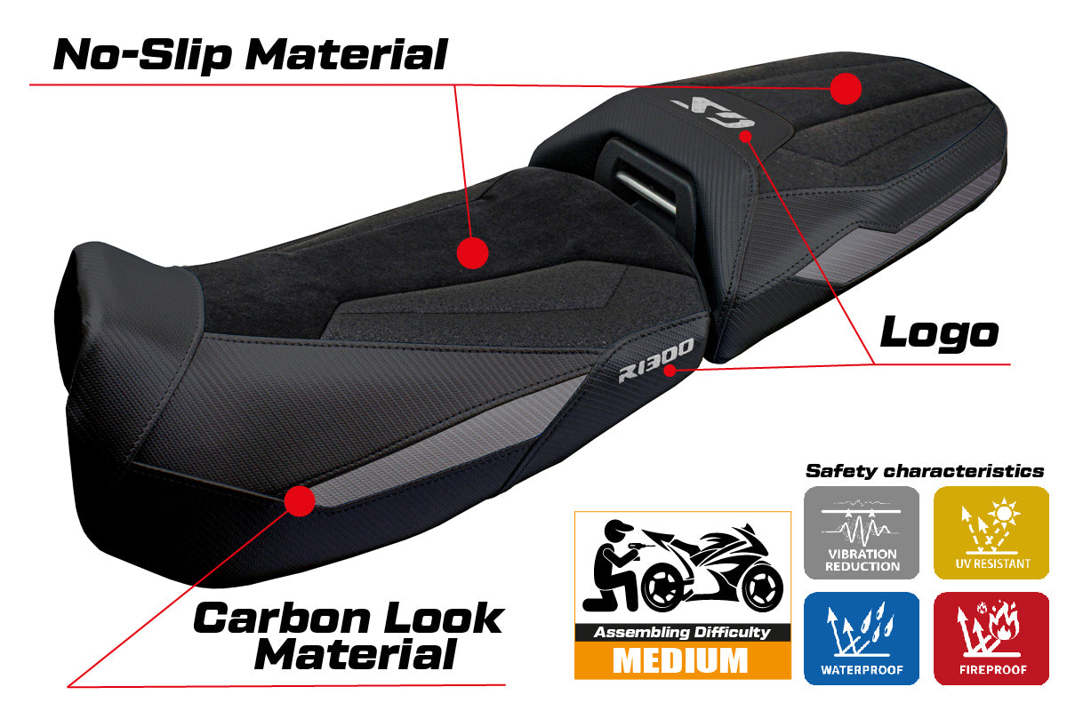 BMW R1300GS Adventure 2024 2025 Seat Cover Tappezzeria Ultragrip Black Grey