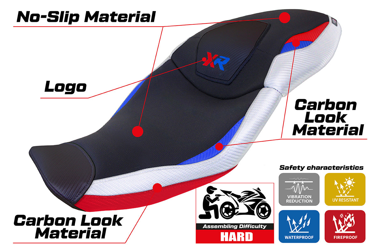 BMW S1000XR 2020 2021 2022 2023 Seat Cover Tappezzeria HP SE White Red Blue