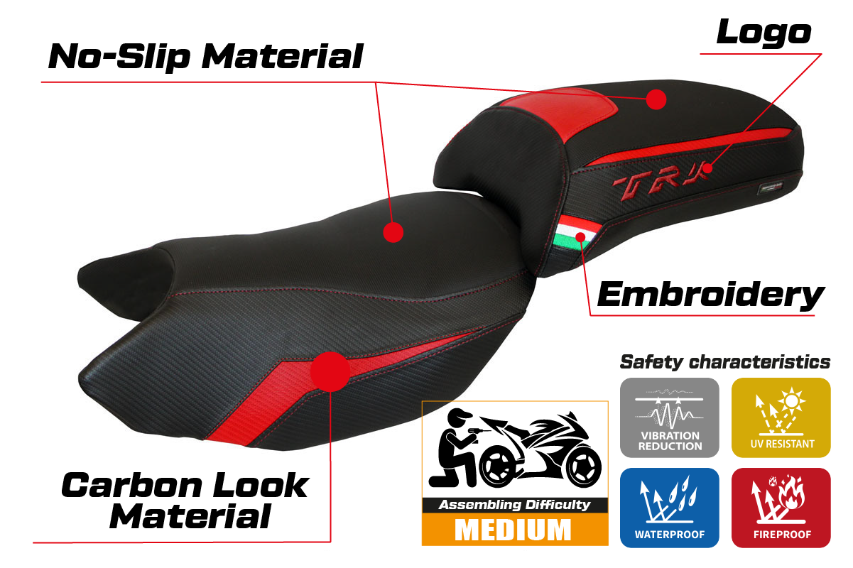 Benelli TRK 502 2017-2020 2021 2022 2023 Seat Cover Tappezzeria Red Black