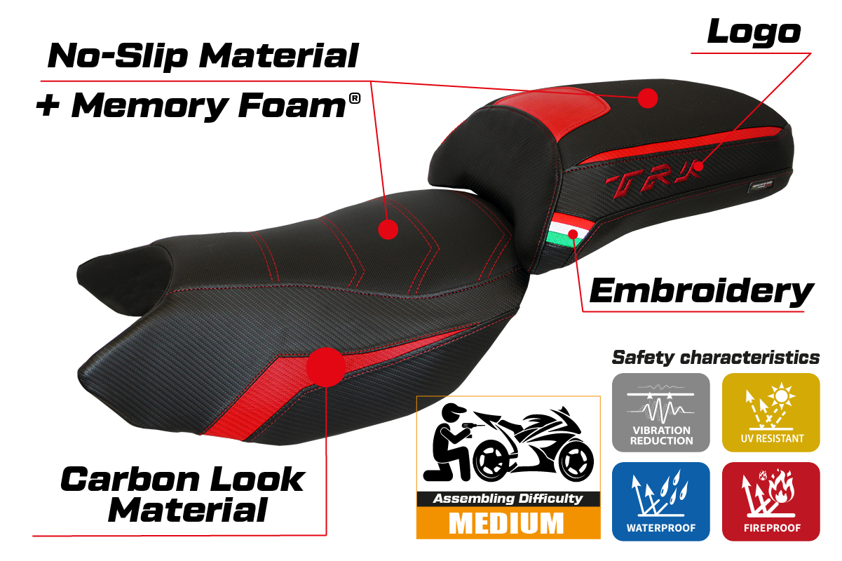 Benelli TRK 502 2017-2019 2020 2021 2022 2023 Seat Cover Tappezzeria Comfort Red