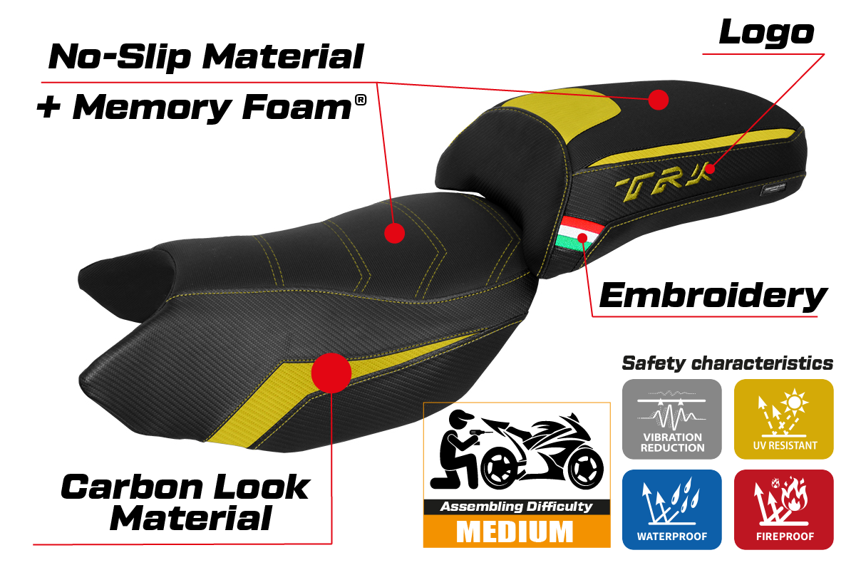 Benelli TRK 502 2017-2020 2021 2022 2023 Seat Cover Tappezzeria Comfort Yellow