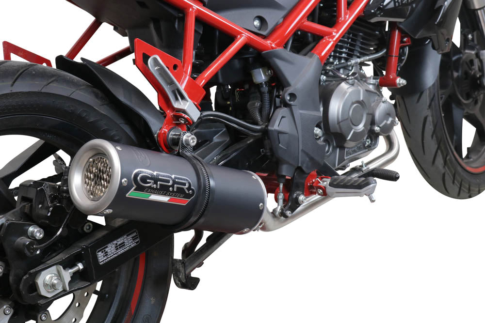 GPR Exhaust for Benelli Bn 125 2021-2023, M3 Black Titanium, Full System Exhaust, Including Removable DB Killer