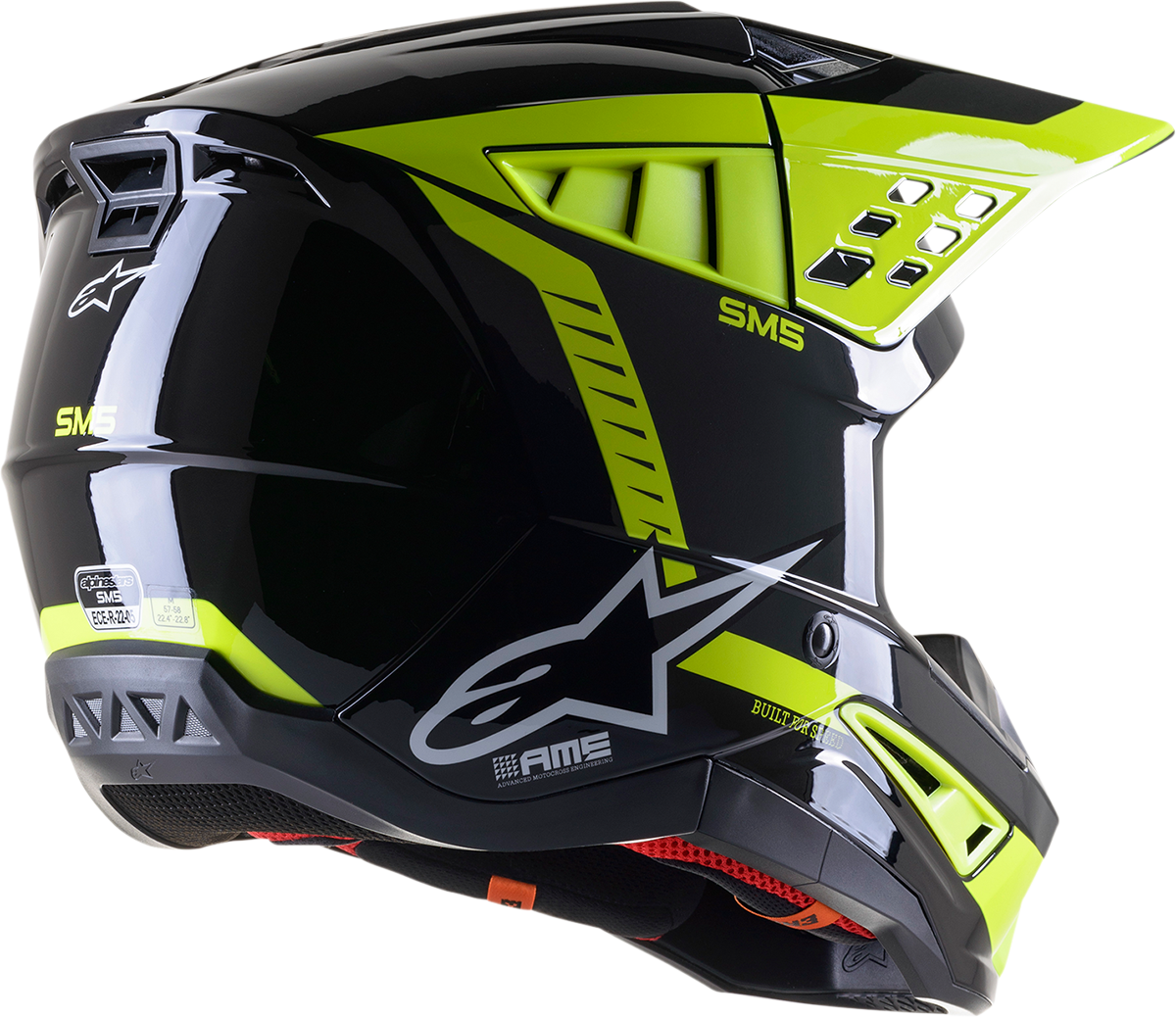 ALPINESTARS SM5 Motorcycle Helmet - Beam - Black/Gray/Yellow - Medium 8303722-1151-MD