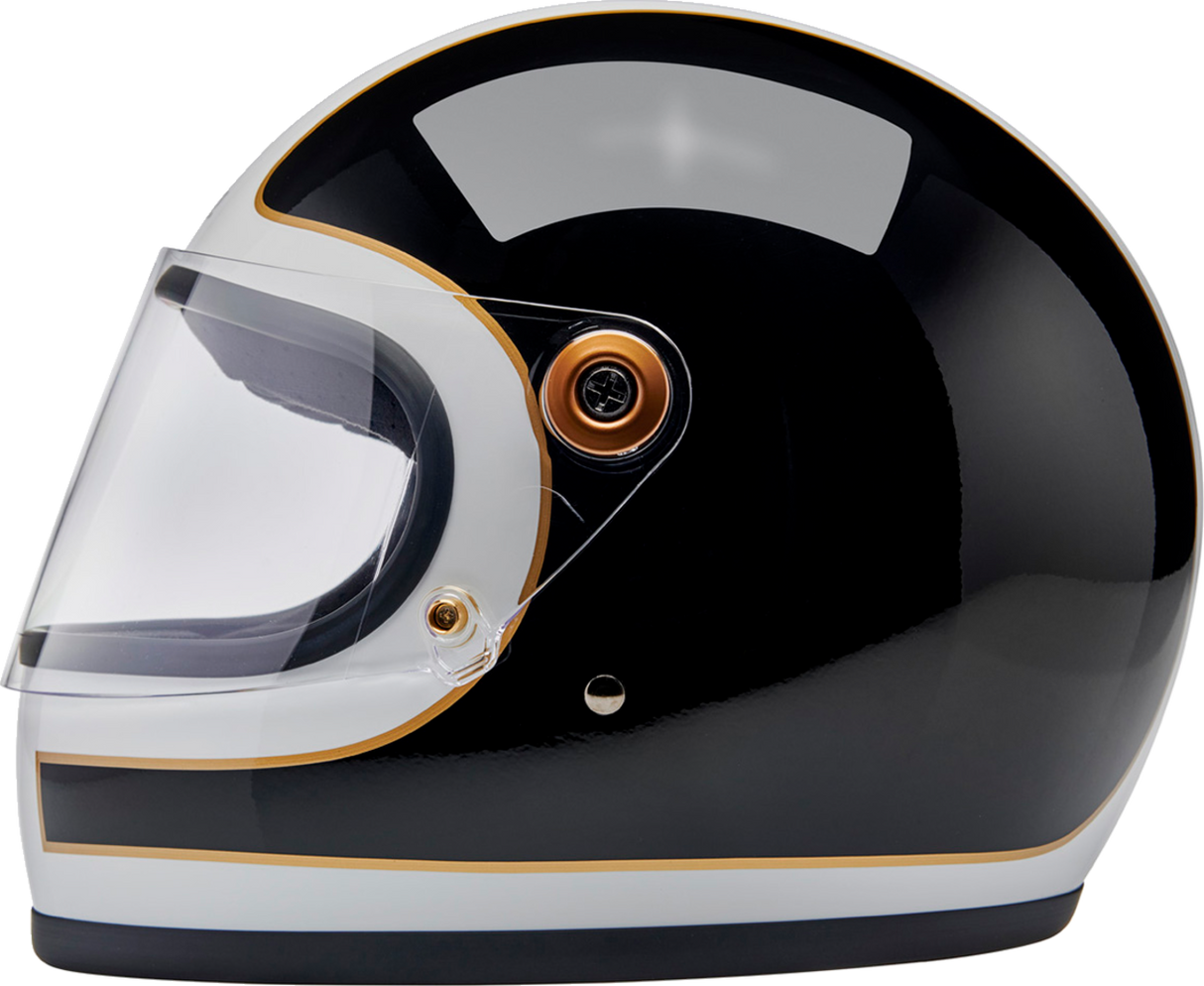 BILTWELL Gringo S Motorcycle Helmet - Gloss White/Black Tracker - Small 1003-566-502