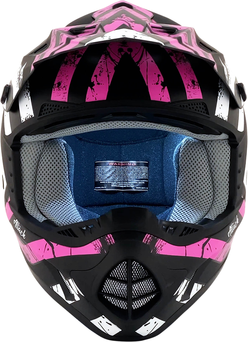 AFX FX-17Y Motorcycle Helmet - Attack - Matte Black/Fuchsia - Large 0111-1413