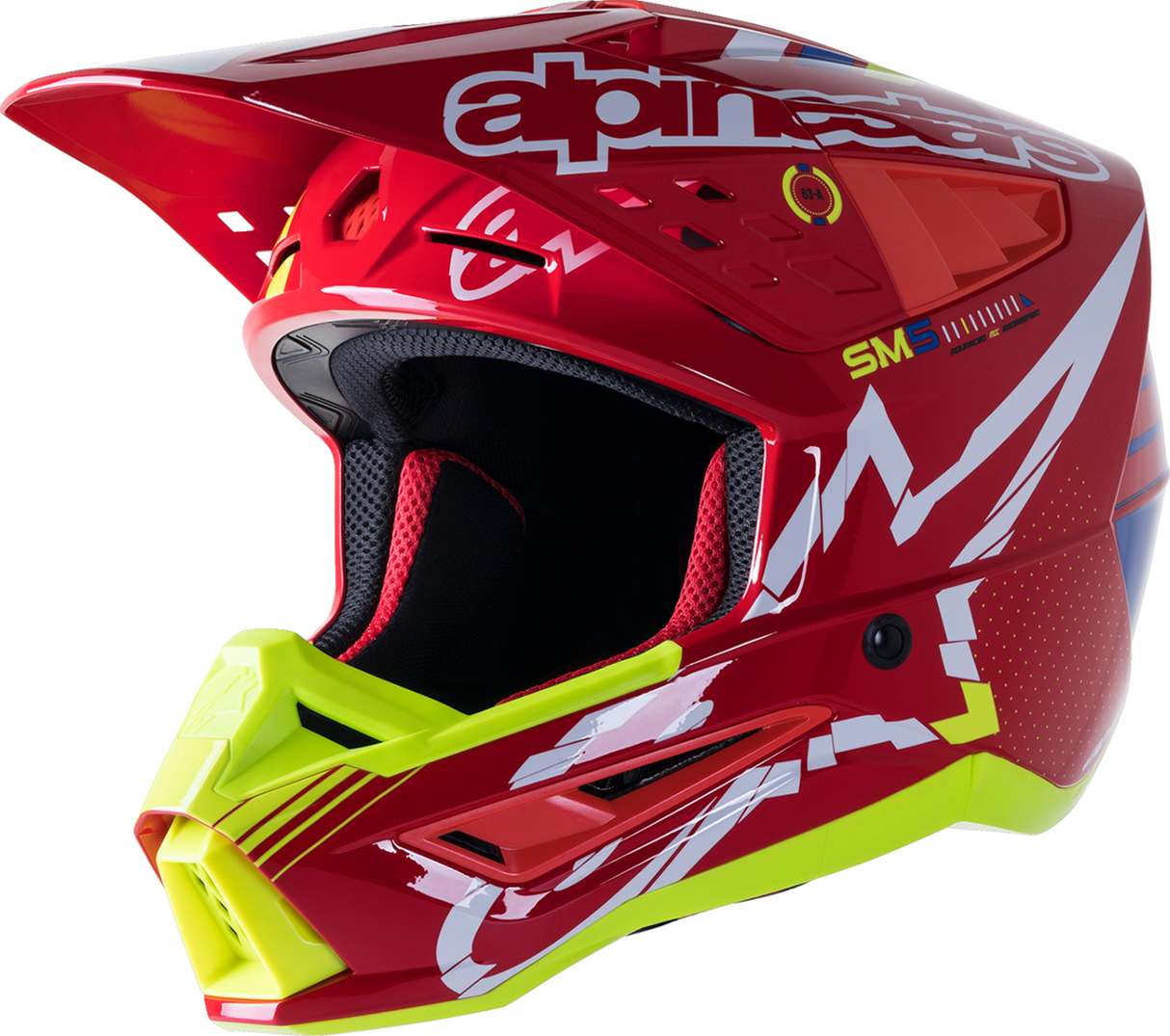 ALPINESTARS SM5 Motorcycle Helmet - Action - Red/White/Fluo Yellow - Medium 8306122-3325-MD