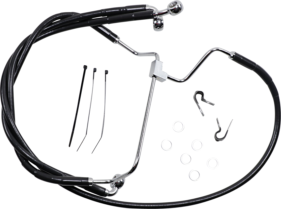 DRAG SPECIALTIES Brake Line - Front - Black - +6" 614085-6BLK