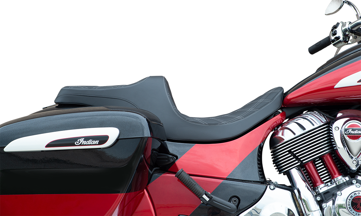 DRAG SPECIALTIES Predator III Seat - Forward Positioning - Double Diamond - Silver Stitching - '14-'22 Indian 0810-2271