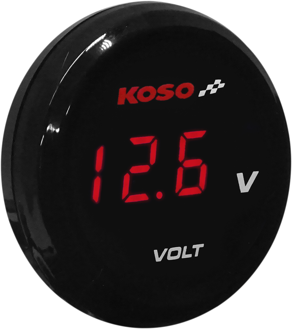 KOSO NORTH AMERICA I-Gear Volt Meter - Red Digits - 1.57" Diameter x 0.43" D BA067R00