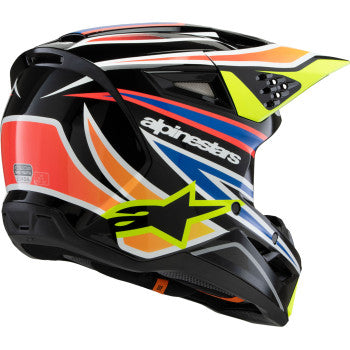 ALPINESTARS Youth SM3 Motorcycle Helmet - Wurx - Gloss Black/Yellow Fluo/Blue/Red Large 8302025-1574-YL