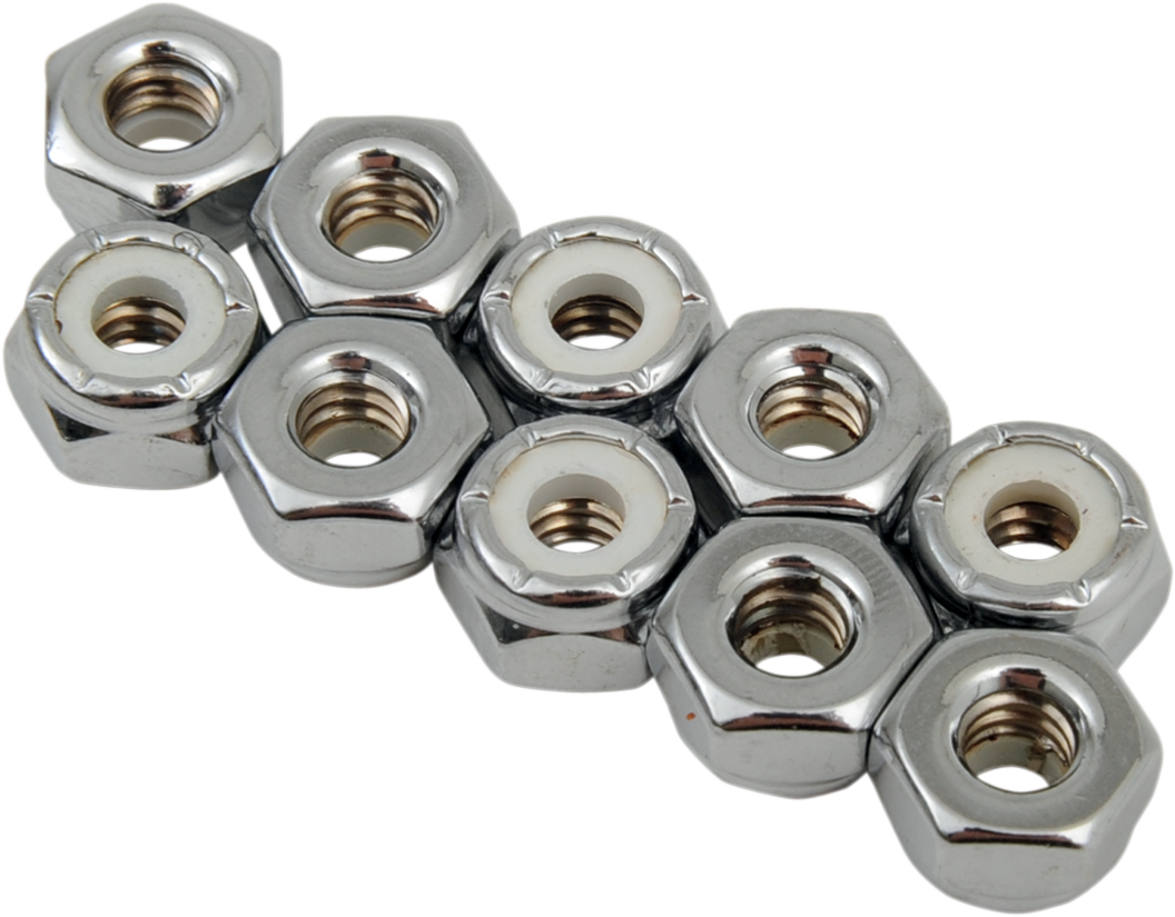 DRAG SPECIALTIES Nuts - Nylon - Chrome - 10-24 MPB271