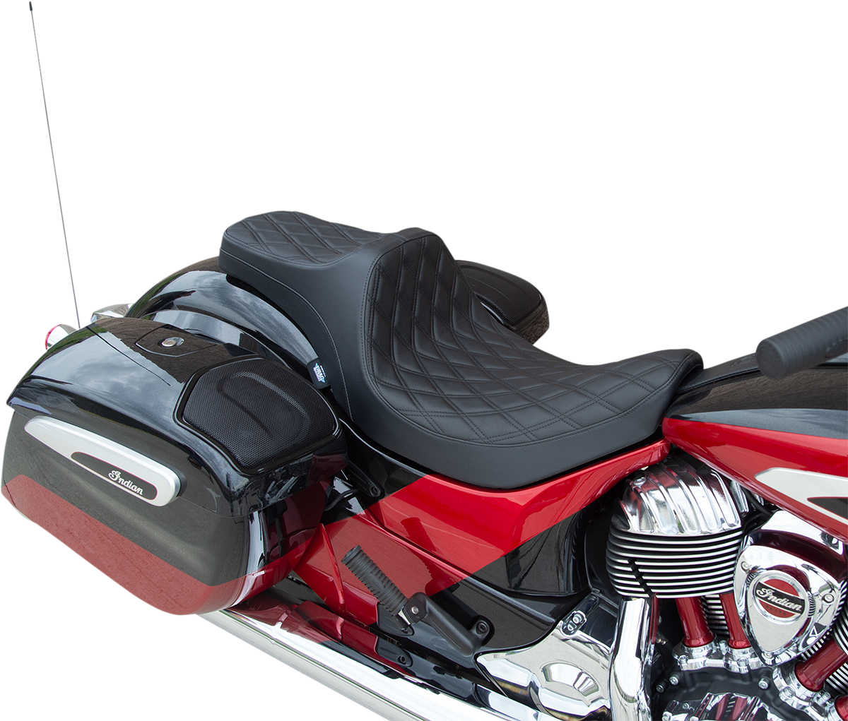 DRAG SPECIALTIES Predator III Seat - Double Diamond - Black Stitching - Vinyl - '14-'22 Indian 0810-2262