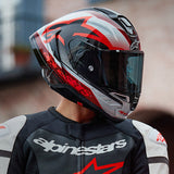 ALPINESTARS Supertech R10 Motorcycle Helmet - Team - Black/Carbon Red/Gloss White - Small 8200224-1352-S