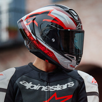 ALPINESTARS Supertech R10 Motorcycle Helmet - Team - Black/Carbon Red/Gloss White - 2XL 8200224-1352-XXL