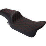 DRAG SPECIALTIES Predator 1Up Seat - Vinyl - Double Diamond Red Stitch - FLH '08-'23 0801-1491