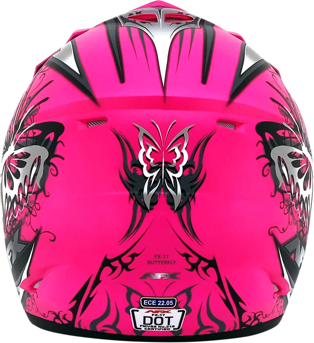 AFX FX-17 Motorcycle Helmet - Butterfly - Matte Hot Pink - Medium 0110-7108