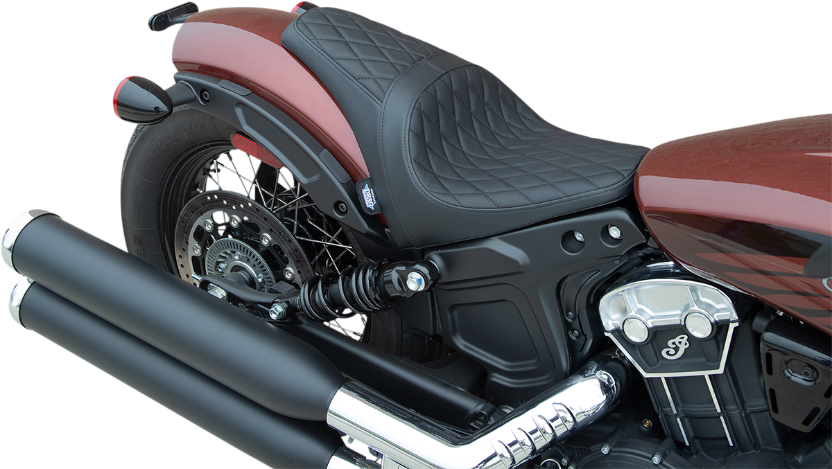 DRAG SPECIALTIES 3/4 Solo Seat - Black - Diamond Stitch - '18-'22 Scout Bobber 0810-2255