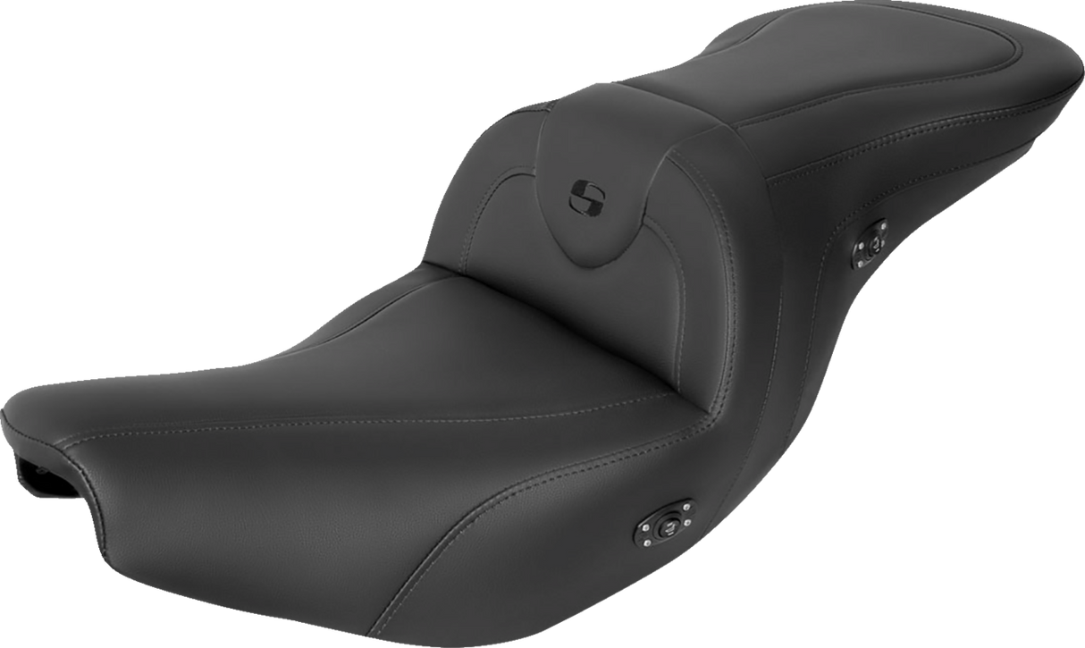 SADDLEMEN Seat - RoadSofa - Without Backrest - Black W/Black Stitching - Heated - Indian '14-'23 I14-07-187HCT