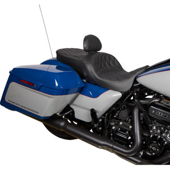 DRAG SPECIALTIES EZ Glide II Backrest - Small - Vinyl - Double Diamond Black Stitch  0822-0537