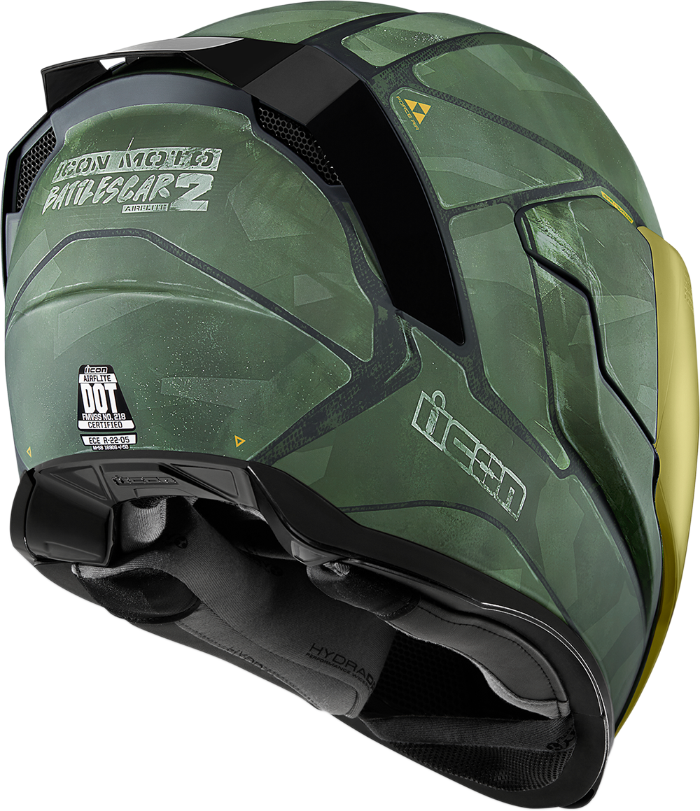 ICON Airflite™ Motorcycle Helmet - Battlescar 2 - Green - Medium 0101-11270