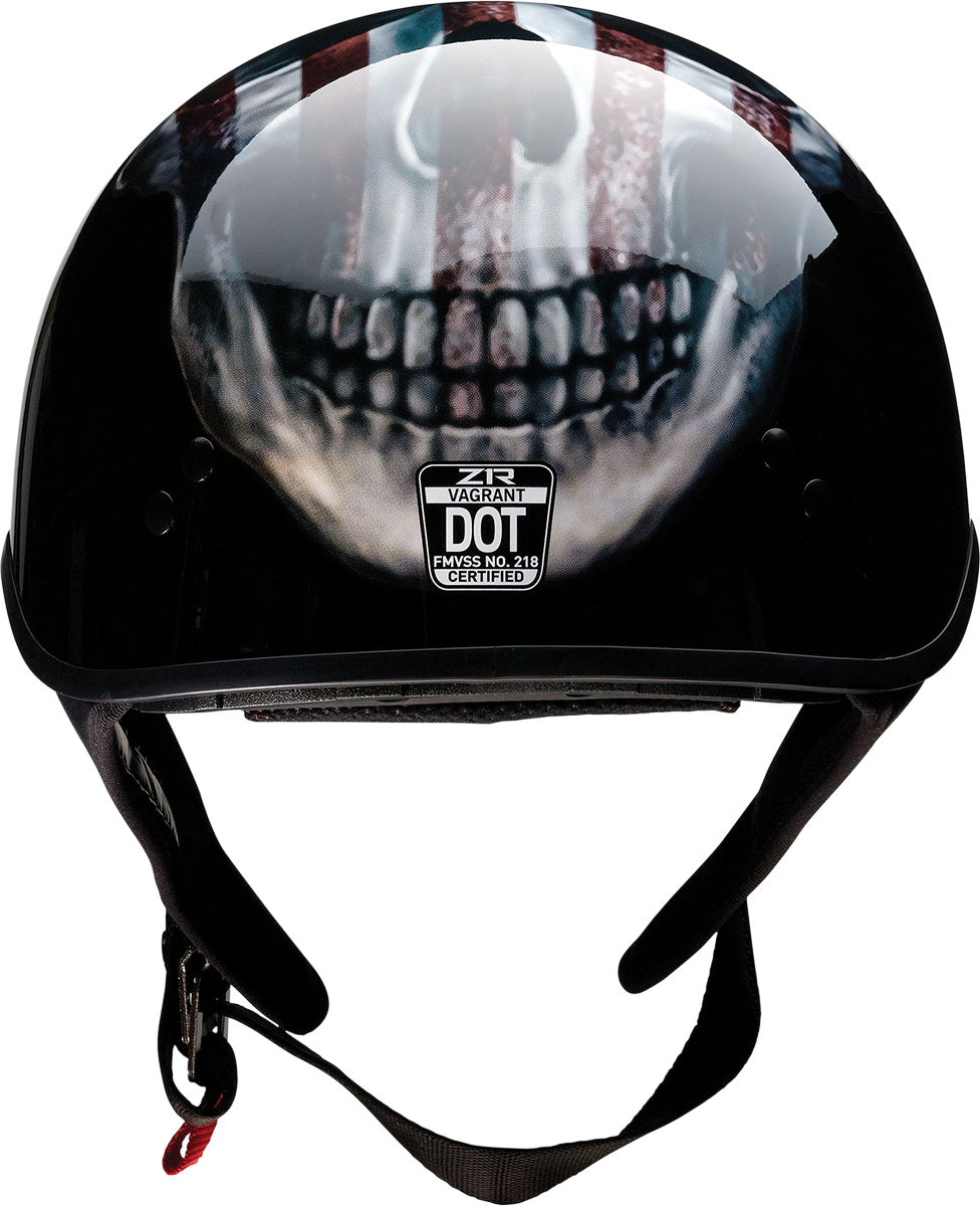 Z1R Vagrant Motorcycle Helmet - USA Skull - Black - XS 0103-1307