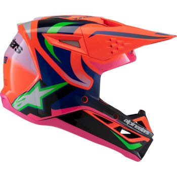 ALPINESTARS Youth SM3 Motorcycle Helmet - Deegan - Gloss Orange Fluo/Purple/Pink Fluo - Medium  8301425-433-YM