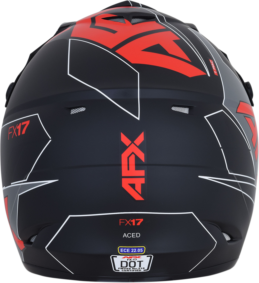 AFX FX-17 Motorcycle Helmet - Aced - Matte Black/Red - Large 0110-6486