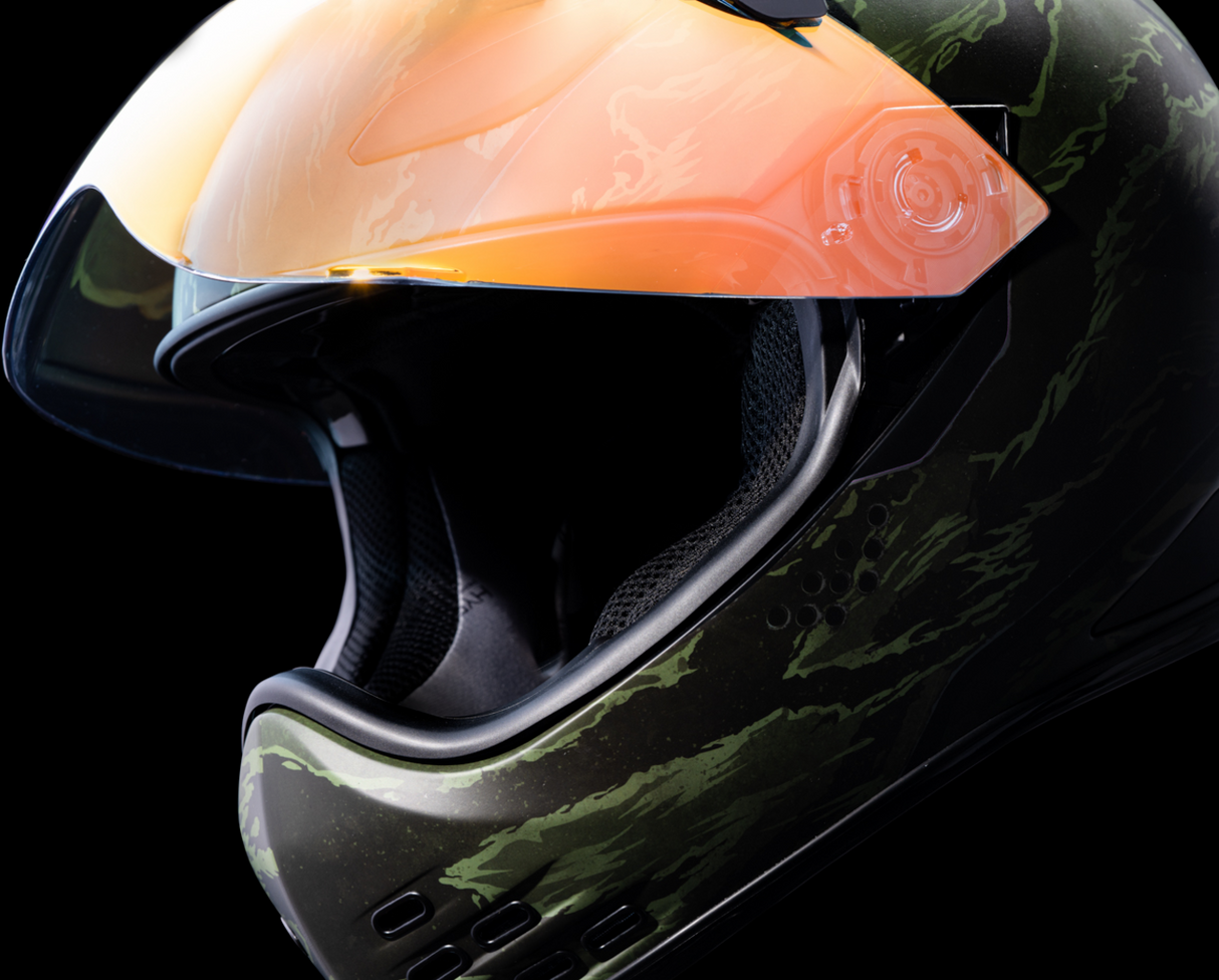 ICON Domain™ Motorcycle Helmet - Tiger's Blood - Green - Medium 0101-14925