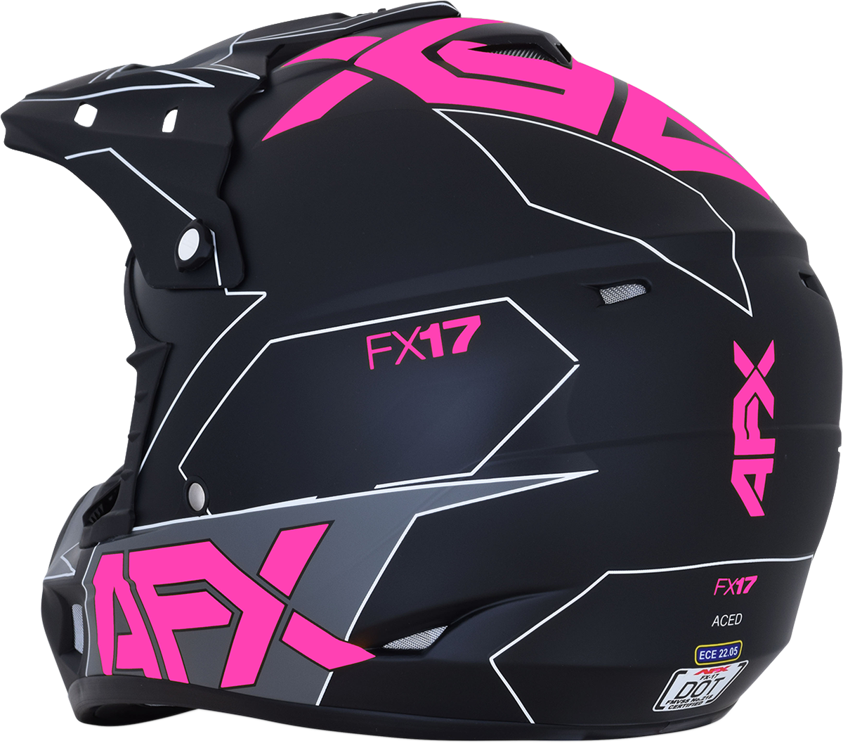 AFX FX-17 Motorcycle Helmet - Aced - Matte Black/Pink - XS 0110-6509