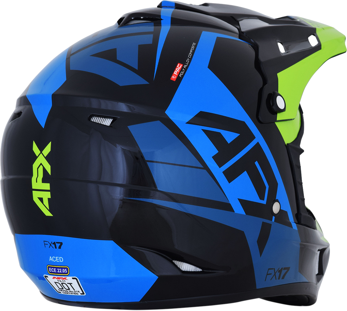 AFX FX-17 Motorcycle Helmet - Aced - Blue/Lime - Large 0110-6501