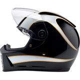 BILTWELL Lane Splitter Motorcycle Helmet - Gloss Black/White Flames - XS 1004-570-501