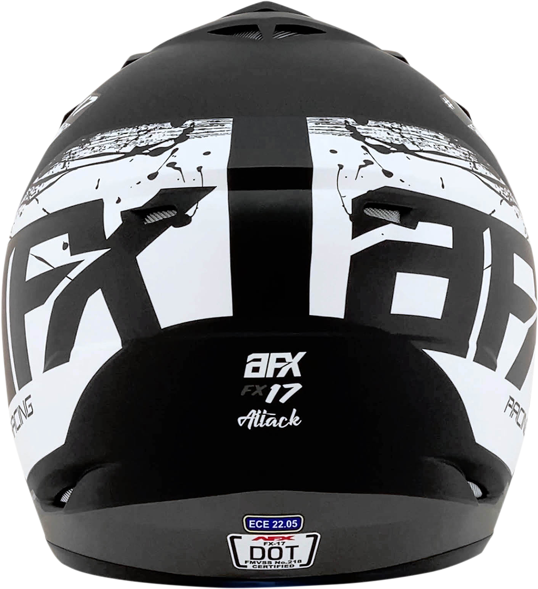 AFX FX-17 Motorcycle Helmet - Attack - Matte Black/Silver - XS 0110-7142