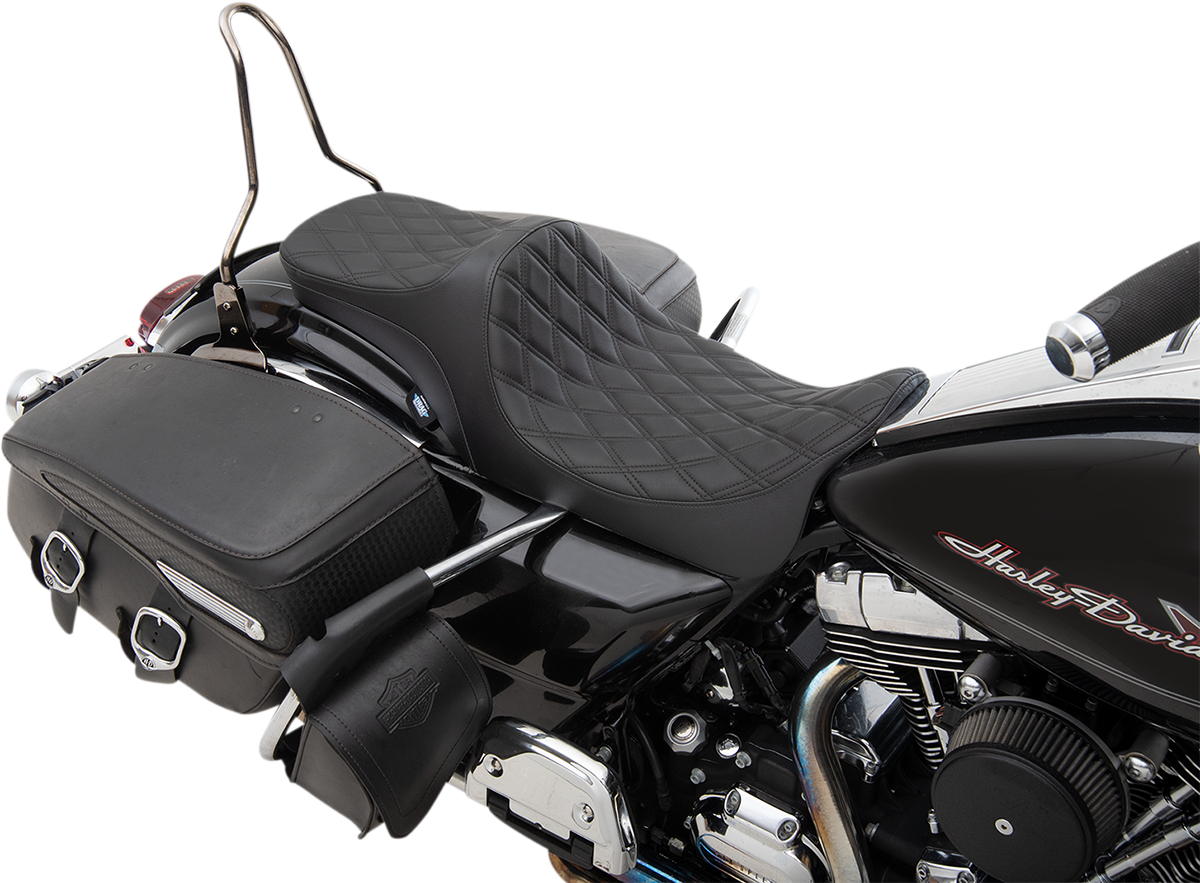 DRAG SPECIALTIES Predator III 2-Up Seat - Double Diamond - Black Thread 0801-1304