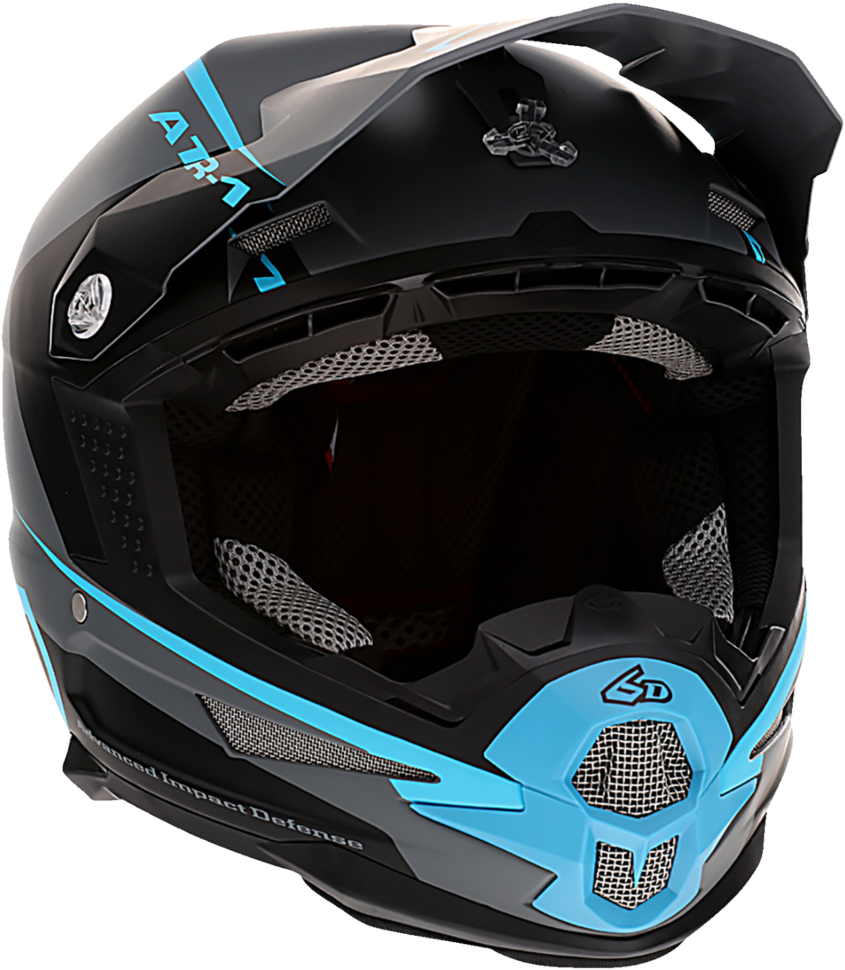 6D ATR-1 Motorcycle Helmet - Stealth - Cyan - Large 10-4627