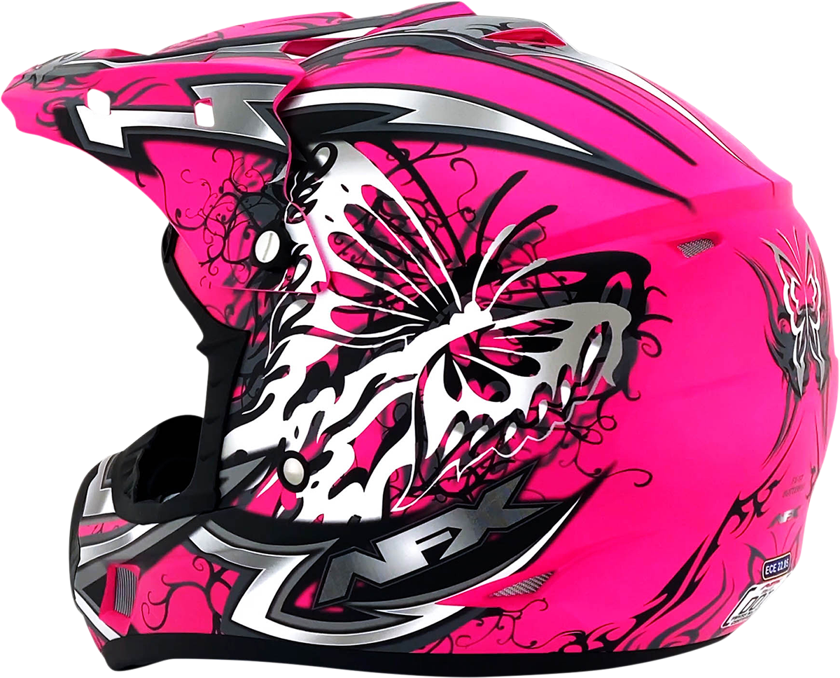 AFX FX-17 Motorcycle Helmet - Butterfly - Matte Hot Pink - Medium 0110-7108