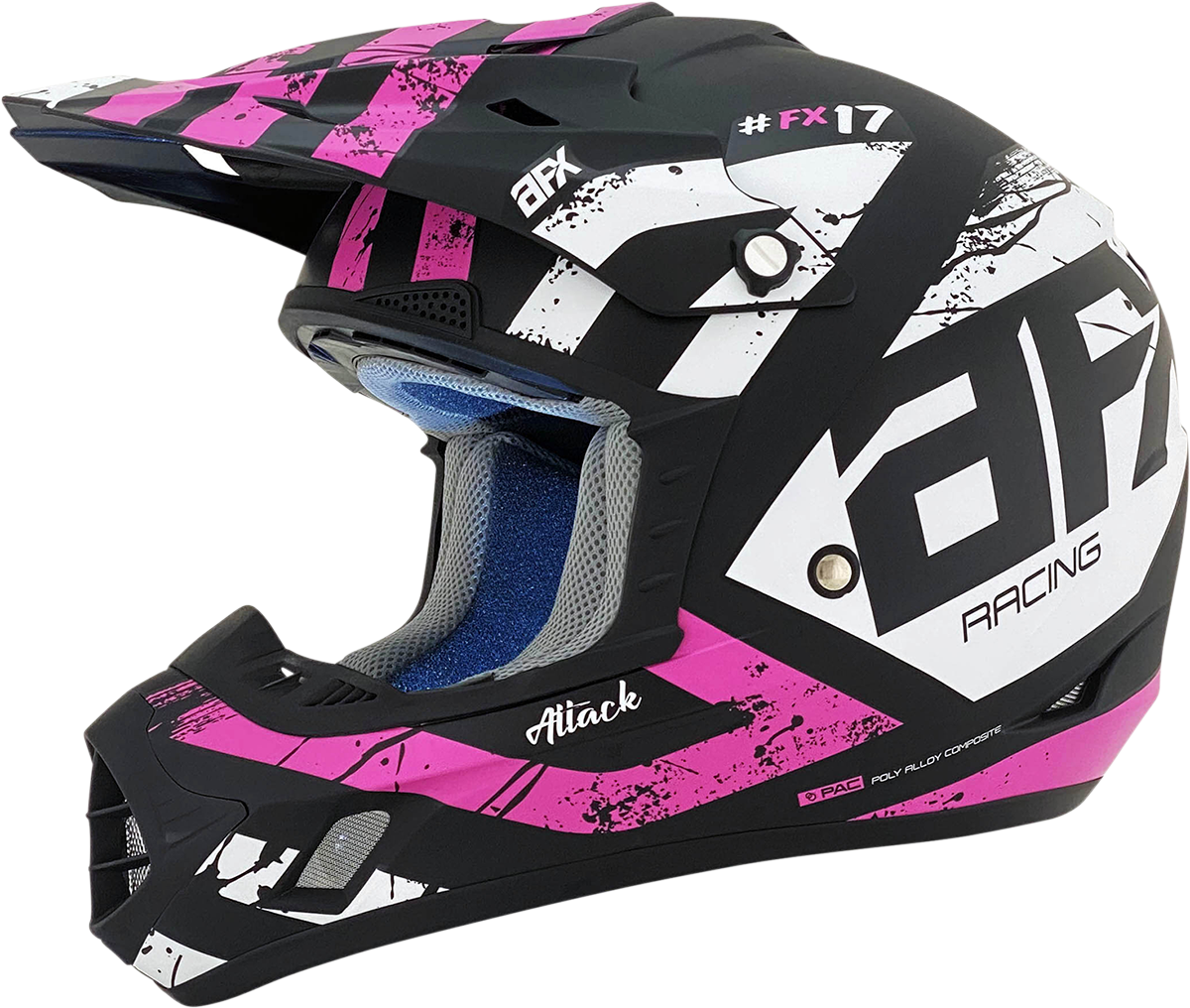 AFX FX-17 Motorcycle Helmet - Attack - Matte Black/Fuchsia - Medium 0110-7168