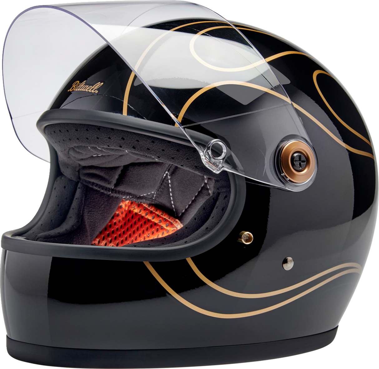 BILTWELL Gringo S Motorcycle Helmet - Gloss Black Flames - XS 1003-567-501