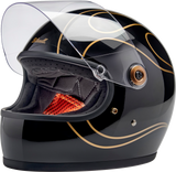 BILTWELL Gringo S Motorcycle Helmet - Gloss Black Flames - XS 1003-567-501